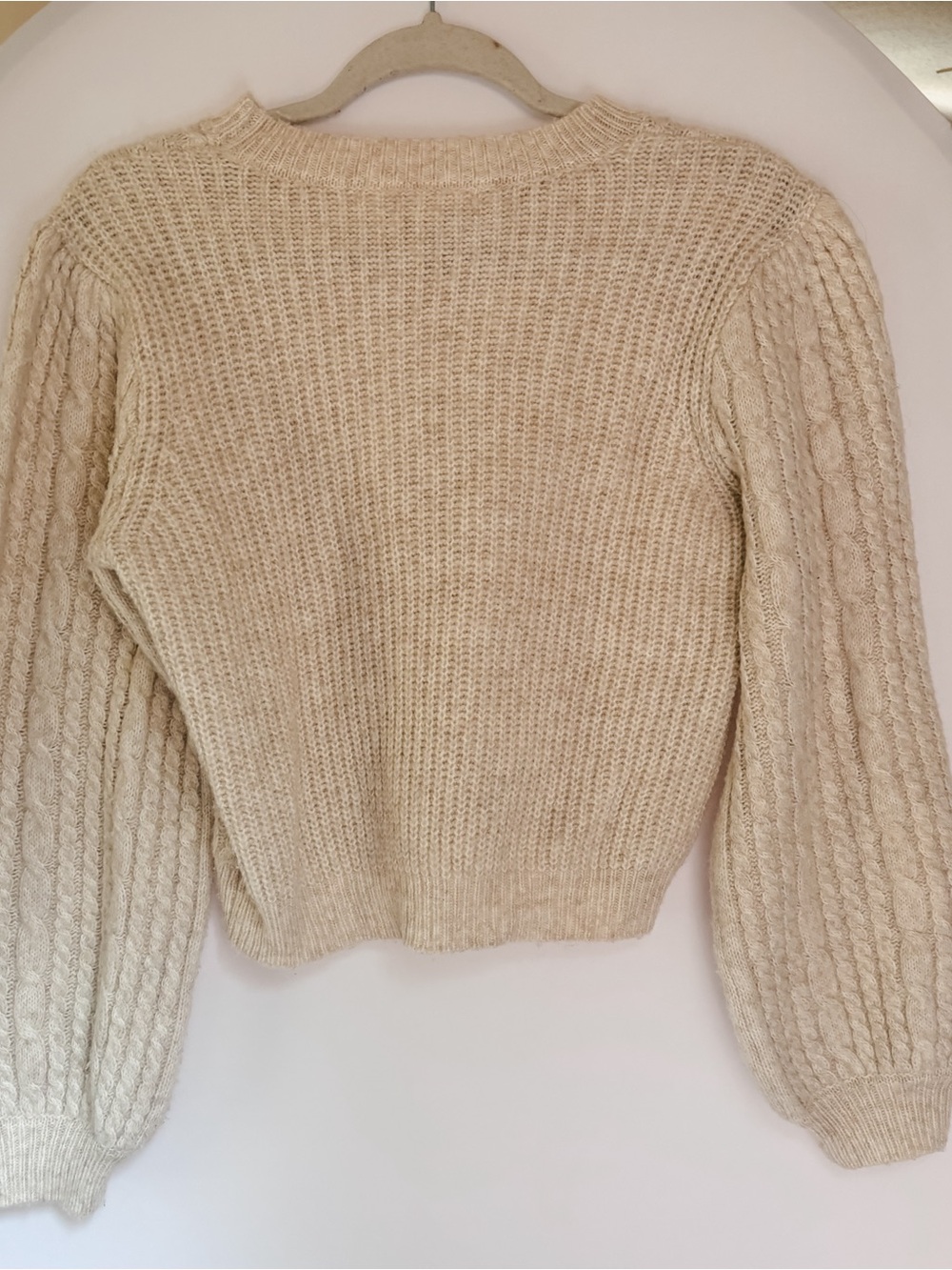 Altar'd State Cream Cable Knit Bow-Trim Women's Sweater - Picture 6 of 6
